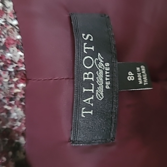 Talbots wool blend skirt blazer suit sz 8 and 12 petite gray maroon black tweed - Picture 7 of 9